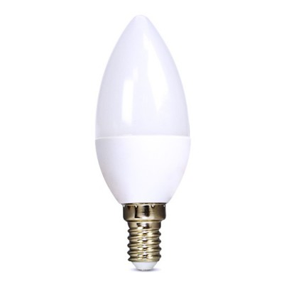 LED žárovka 6W E14 Světelný zdroj LED žárovka svíčková, materiál kov, difuzor plast opál, LED 6W, 510lm, E14, neutrální 4000K, 230V, střední životnost 20.000h, rozměry d=37mm, h=104mm.